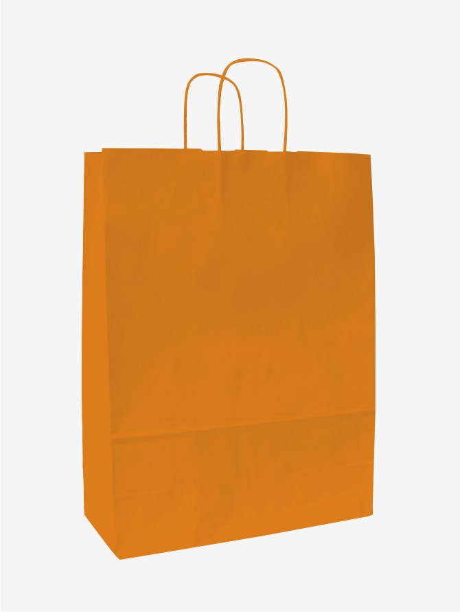 Pap�rov� ta�ky o rozm�ru 180 x 80 x 200mm, oran�ov�, kr. pap. dr�adlo.