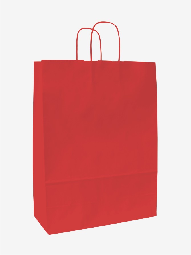 Pap�rov� ta�ky o rozm�ru 180 x 80 x 250 mm, �erven�, kr. pap. dr�adlo.